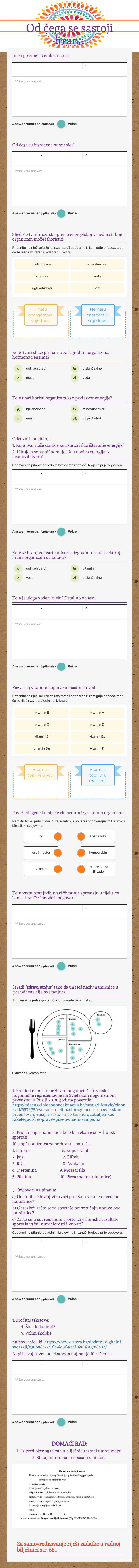 Od čega se sastoji hrana worksheet preview image