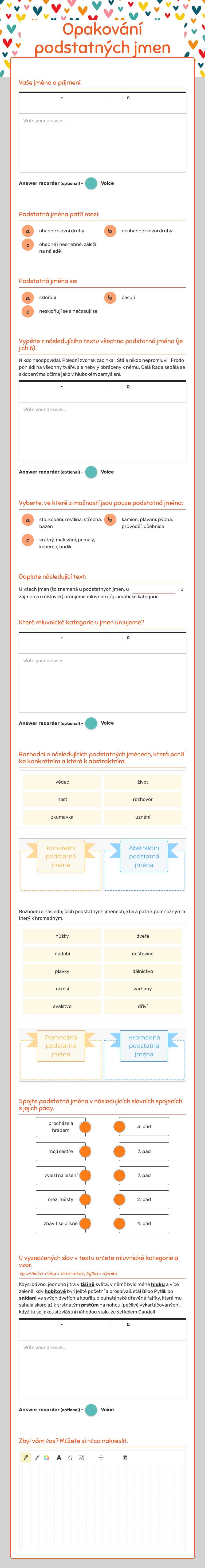 Opakování podstatných jmen worksheet preview image