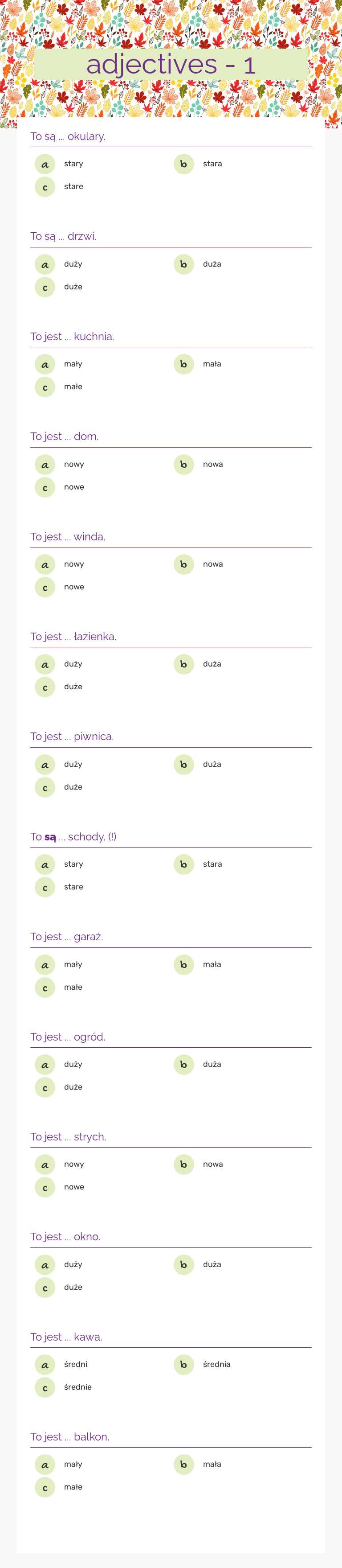 adjectives - 1 worksheet preview image