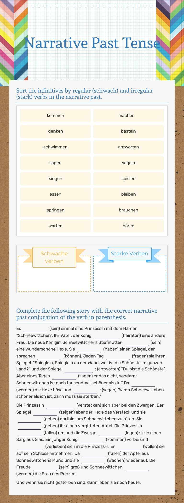 Narrative Past Tense worksheet preview image