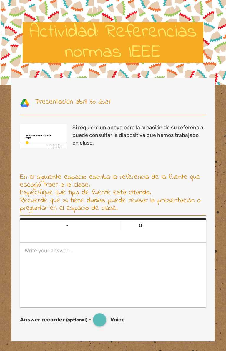 Actividad: Referencias normas IEEE worksheet preview image