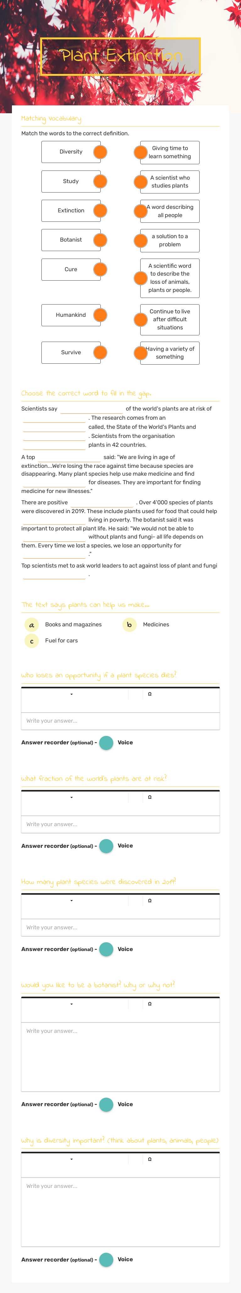 Plants worksheet preview image