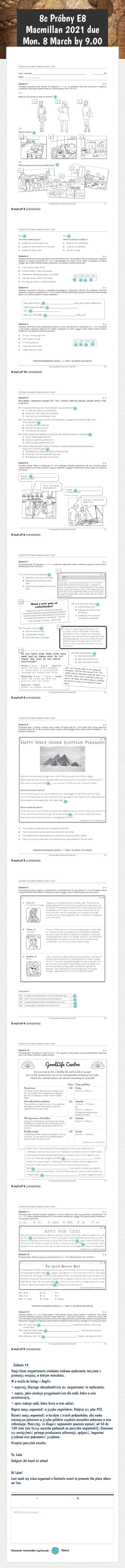 8c Próbny E8 Macmillan 2021 due Mon. 8 March by 9.00 worksheet preview image