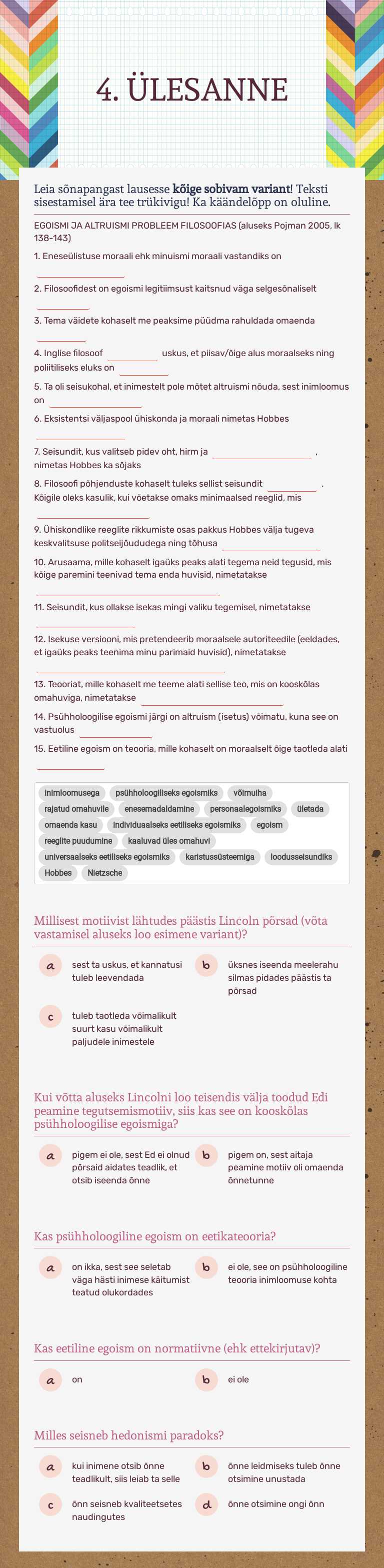 4. ÜLESANNE worksheet preview image