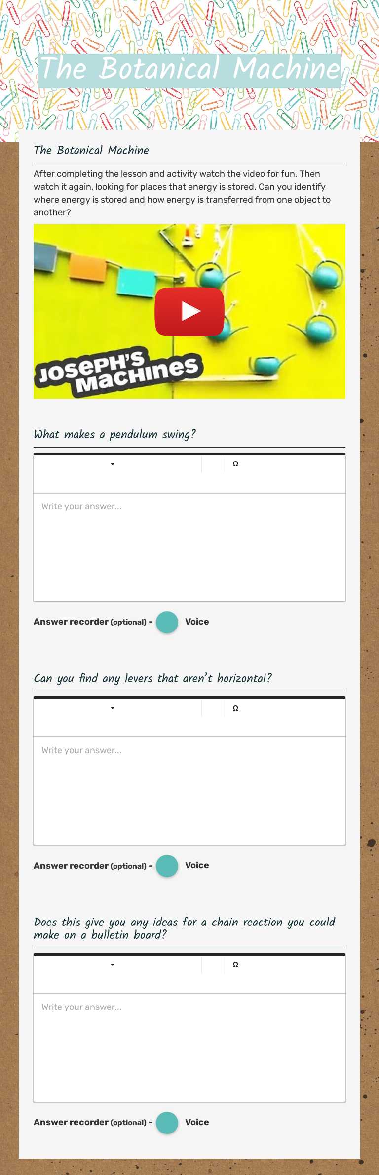 The Botanical Machine worksheet preview image