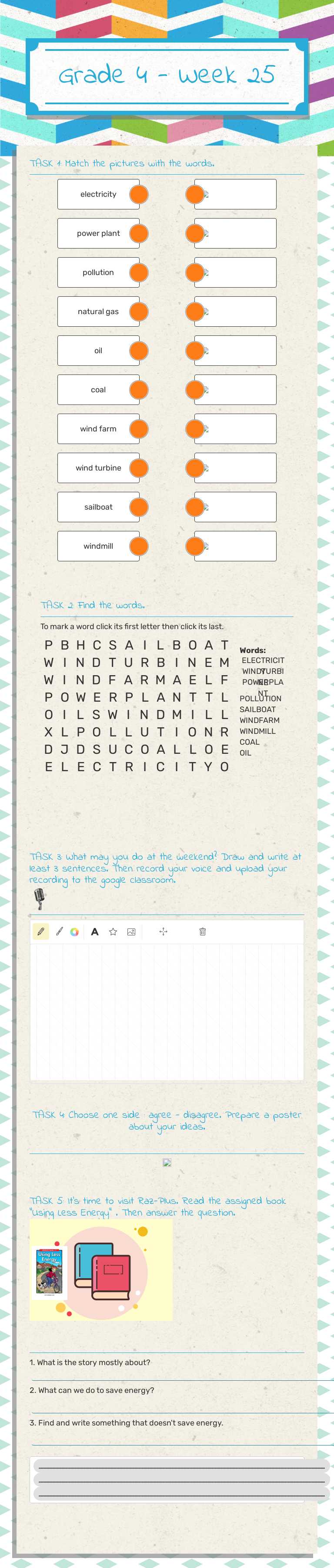 Grade 4 - Week 25 worksheet preview image
