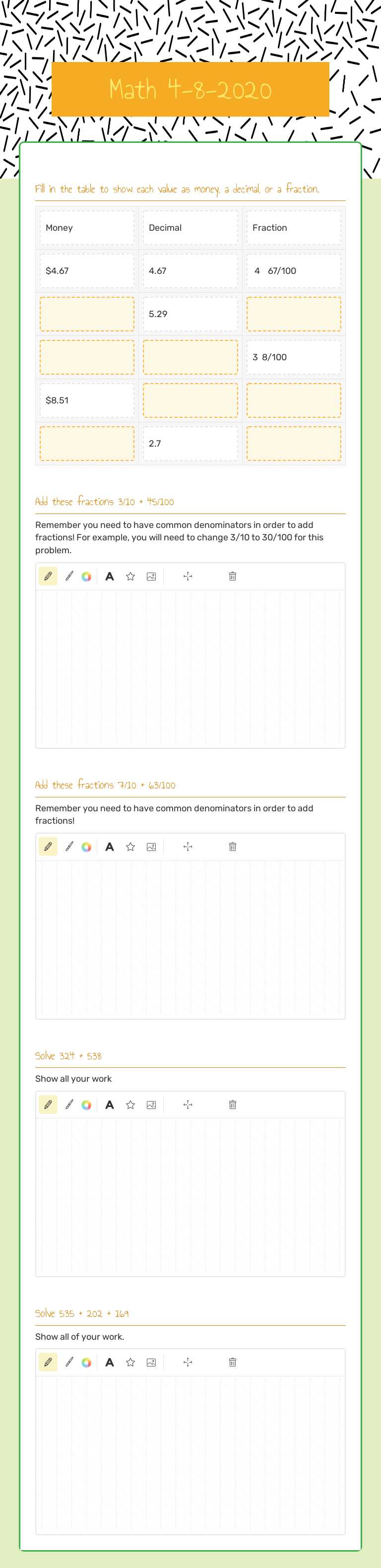 Math 4-8-2020 Grade 4 worksheet preview