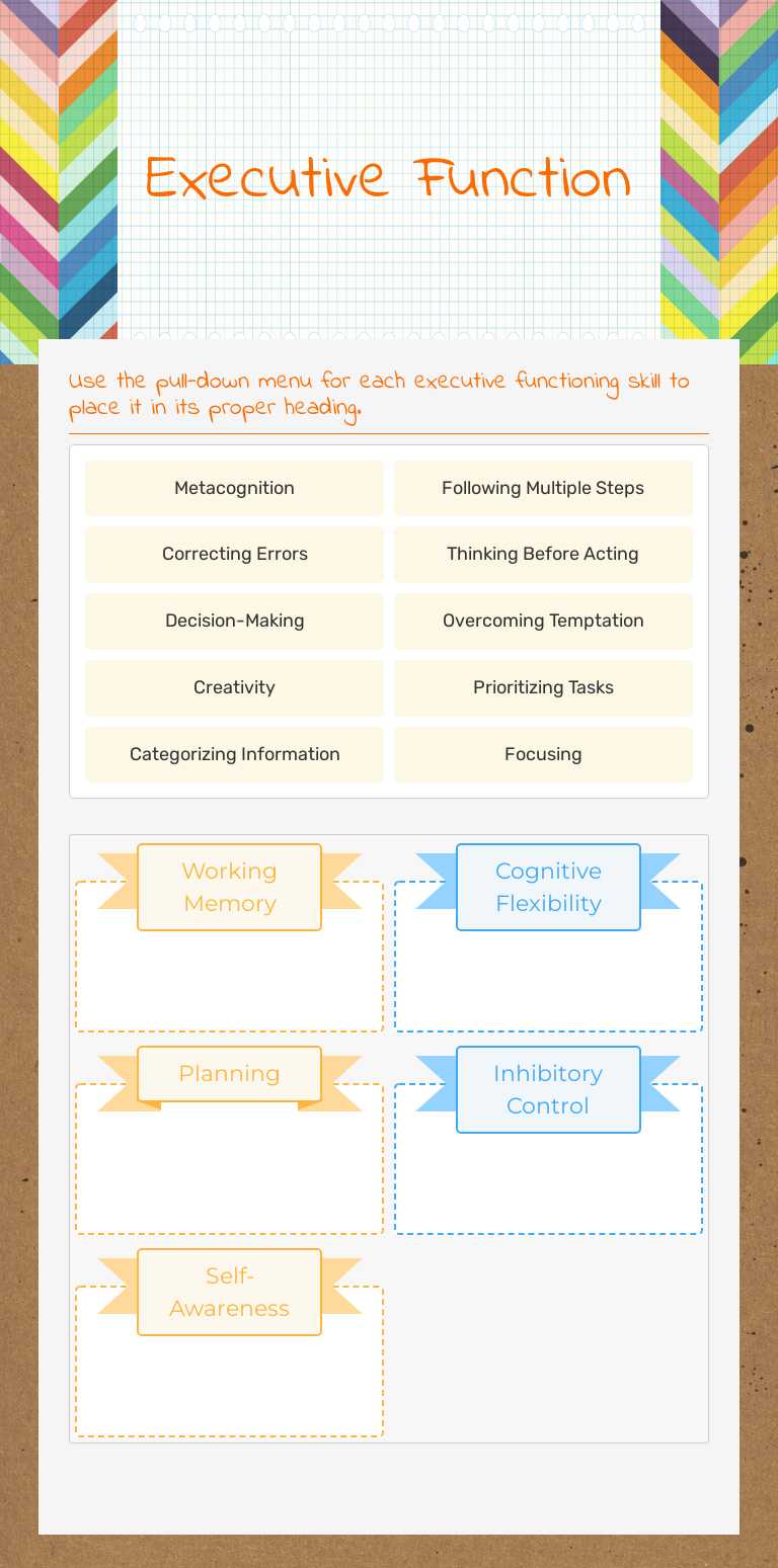 Executive Function worksheet preview image