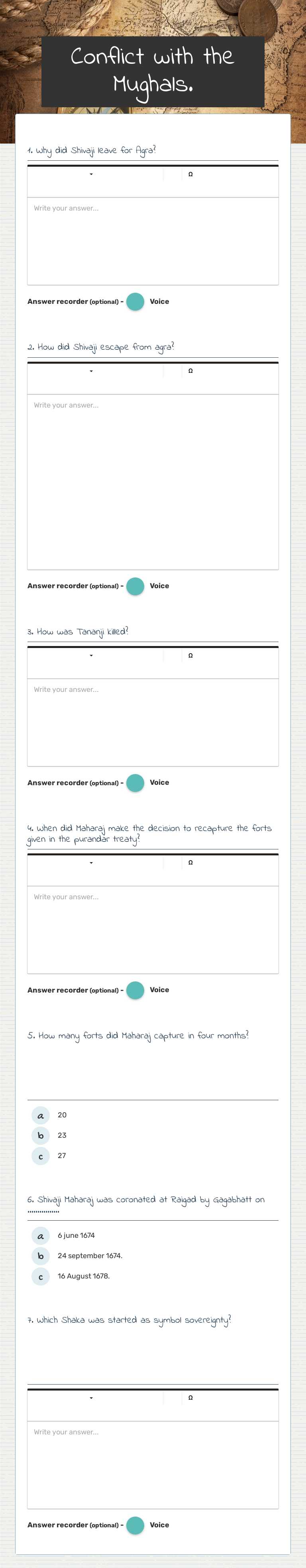Conflict with the Mughals. worksheet preview image