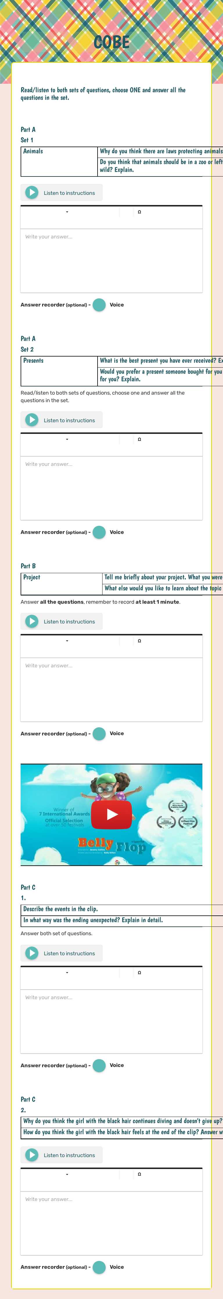COBE worksheet preview image