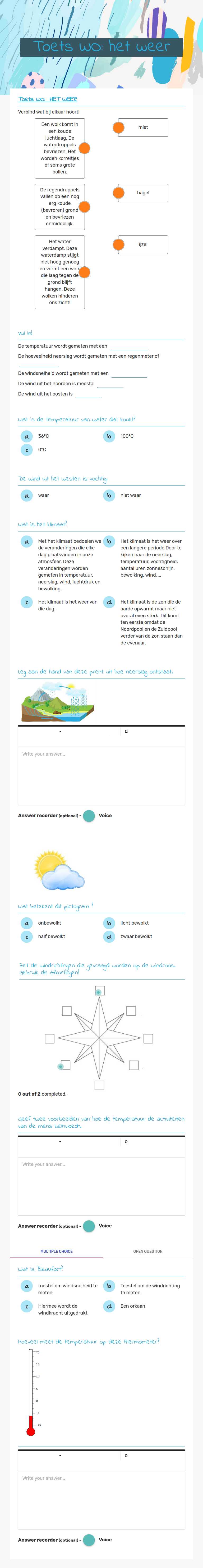 Toets WO: het weer worksheet preview image