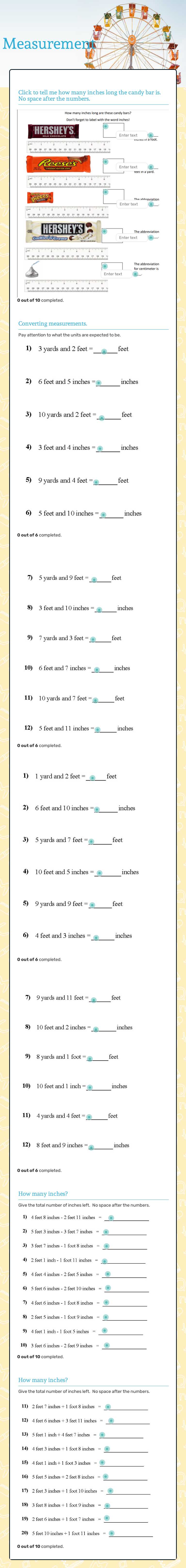 1.21 Measurement Grade 6 worksheet preview