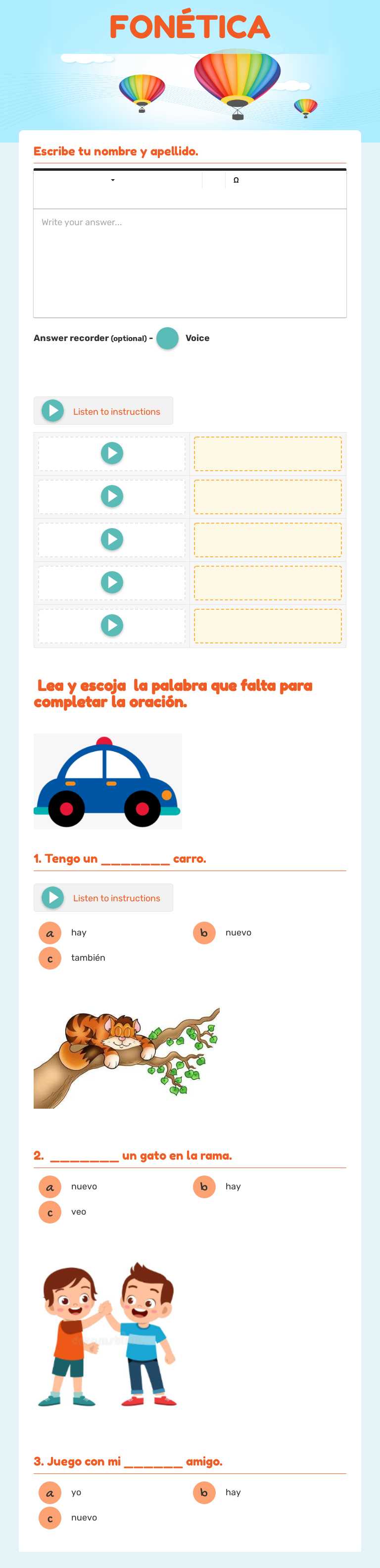 FONÉTICA Grade 1 worksheet preview
