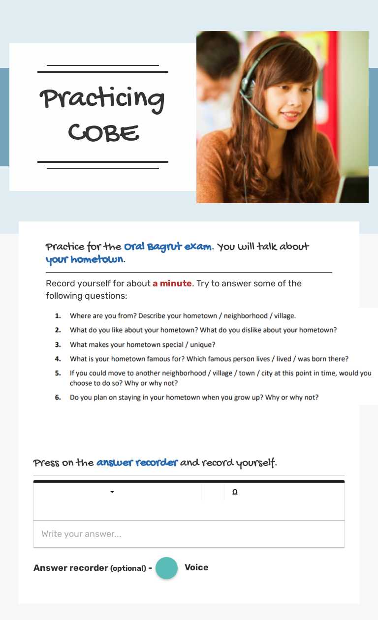 Practicing COBE worksheet preview image