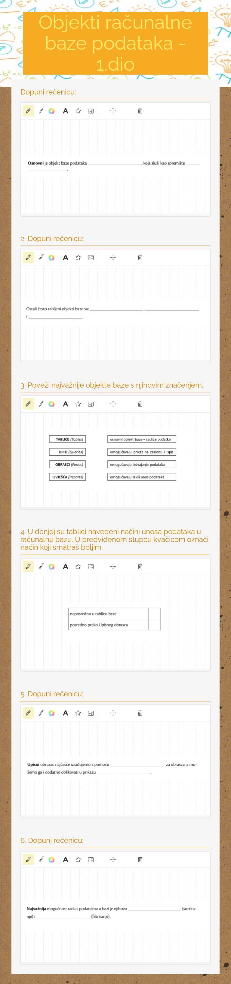 Objekti računalne baze podataka - 1.dio worksheet preview image