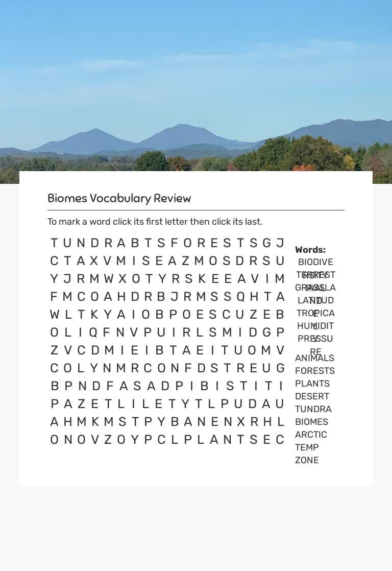 Biomes Vocabulary Review worksheet preview image