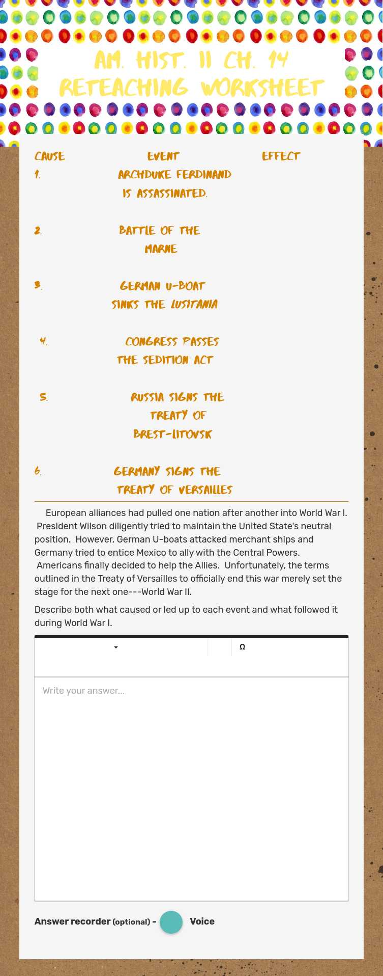 Am. Hist. II Ch. 14 Reteaching Worksheet Grade 10 worksheet preview