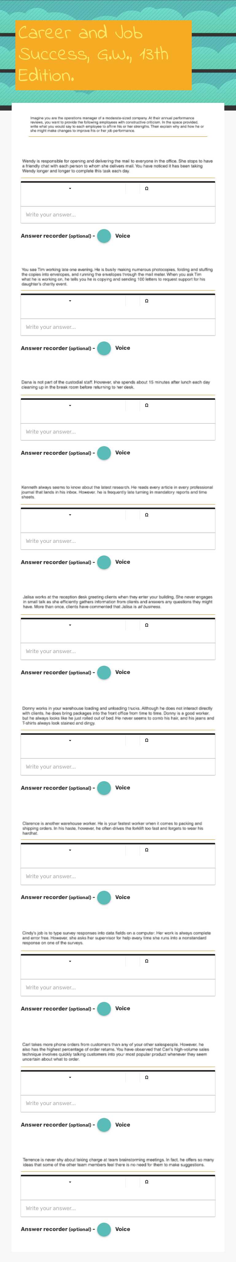 Career and Job Success, G.W., 13th Edition. worksheet preview image
