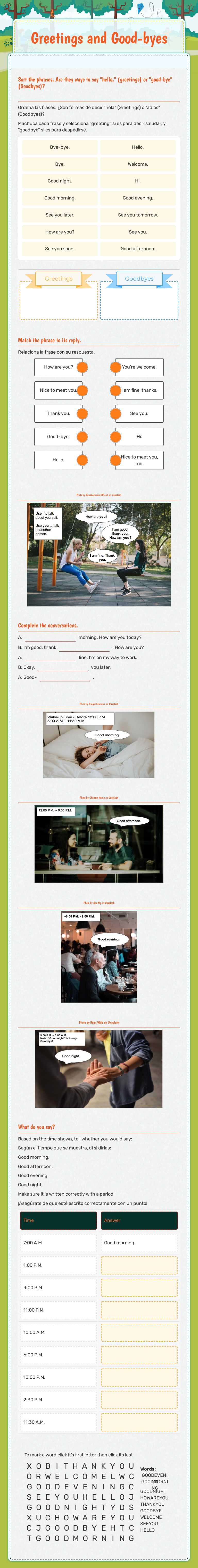 3. Greetings and Good-byes Grade 10 worksheet preview