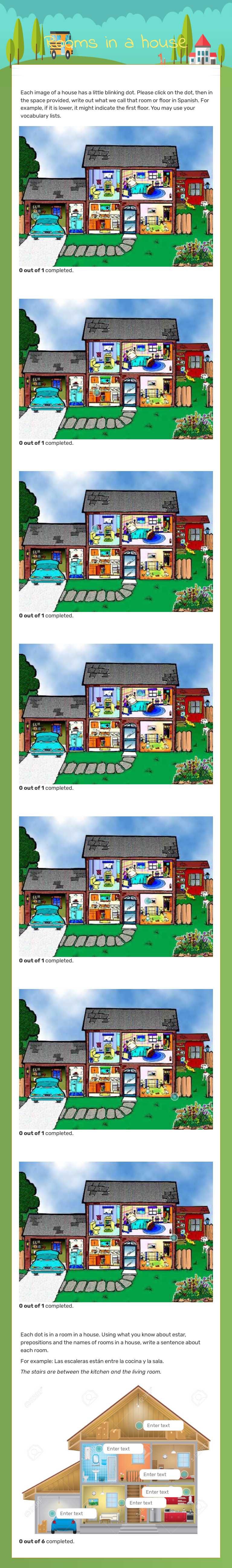 Rooms in a house Grade 10 worksheet preview
