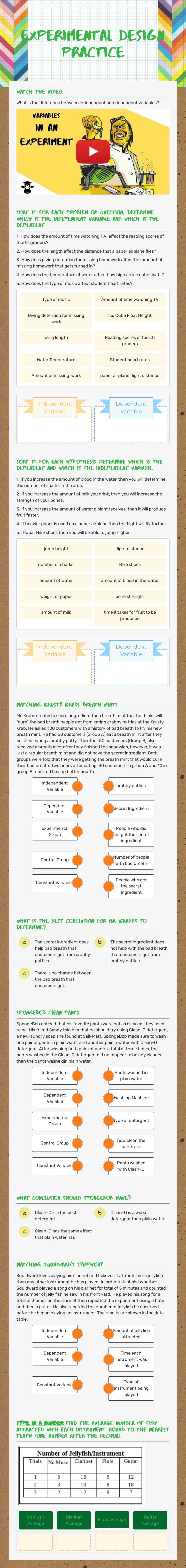 Experimental Design Practice worksheet preview image