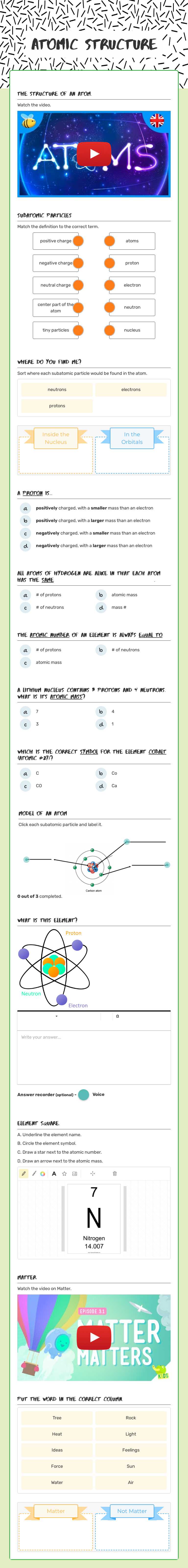 Atomic Structure worksheet preview image