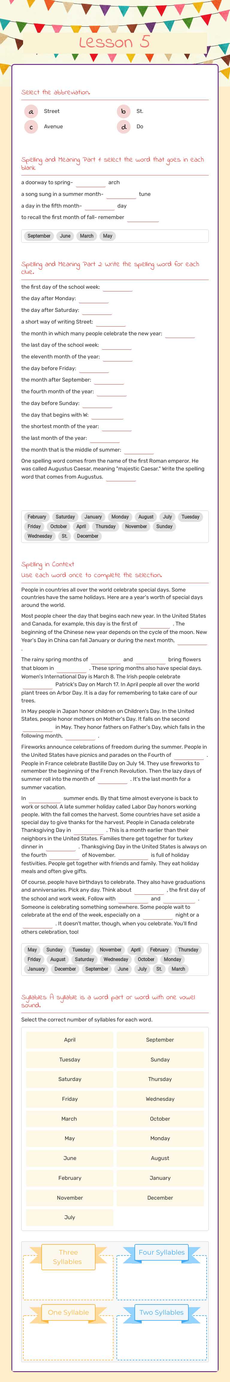 Lesson 5 Grade 5 worksheet preview