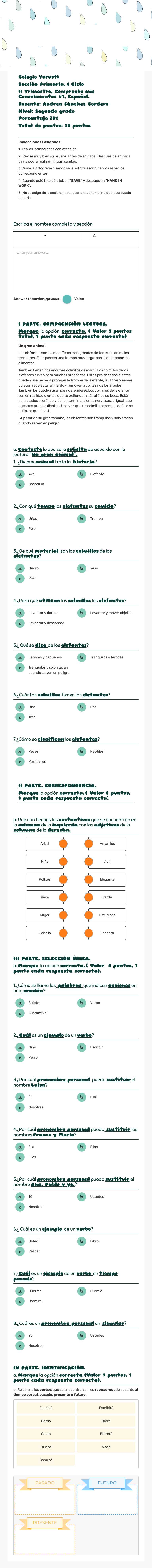 CMC DE ESPAÑOL II TRIMESTRE 2° GRADO worksheet preview image