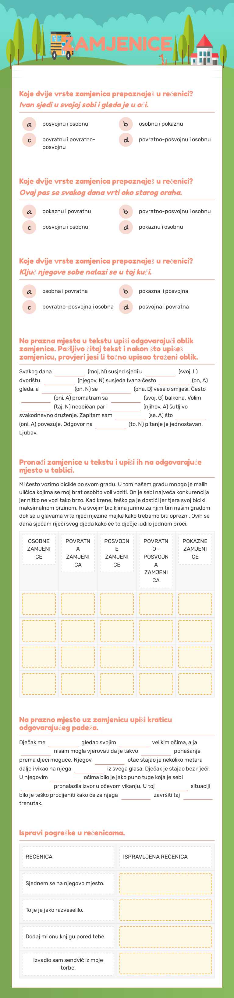 ZAMJENICE Grade 6 worksheet preview
