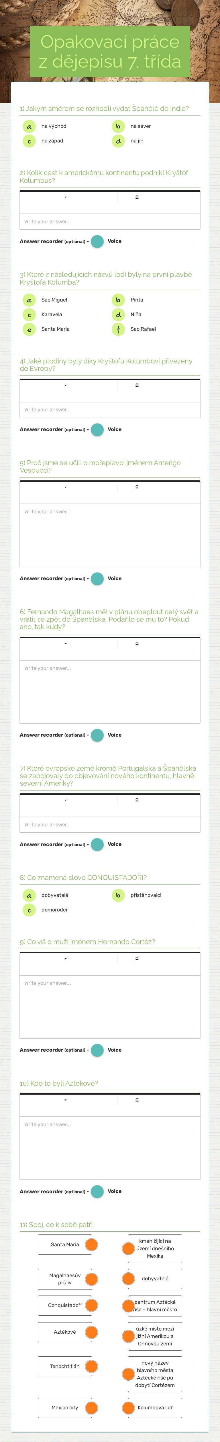 Opakovací práce z dějepisu 7. třída worksheet preview image
