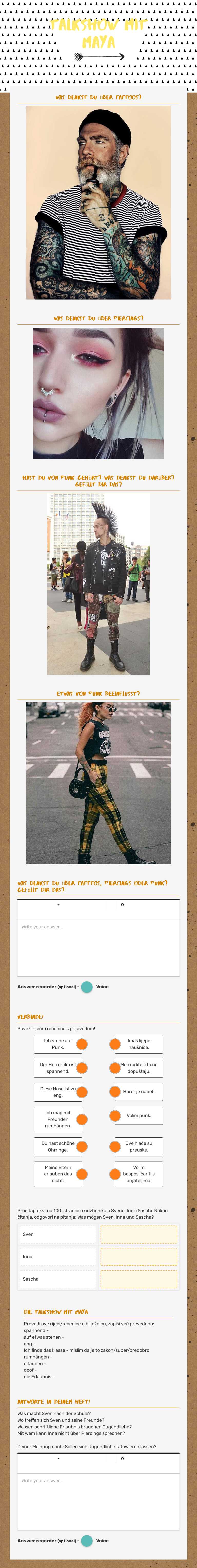 Talkshow mit Maya worksheet preview image