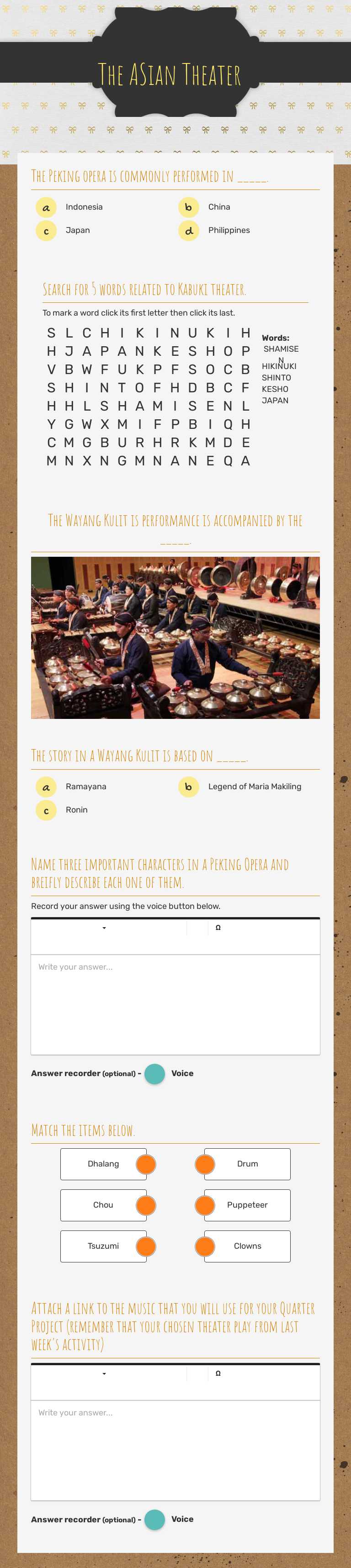 The ASian Theater worksheet preview image