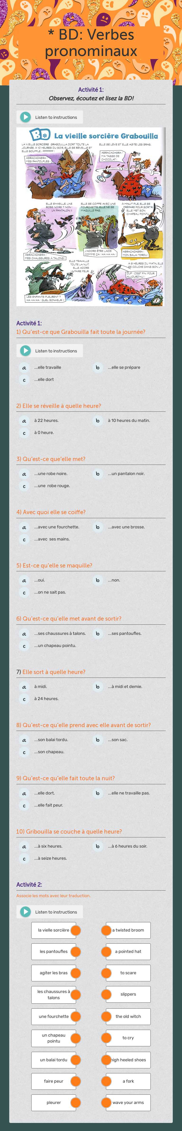 * BD: Verbes pronominaux worksheet preview image