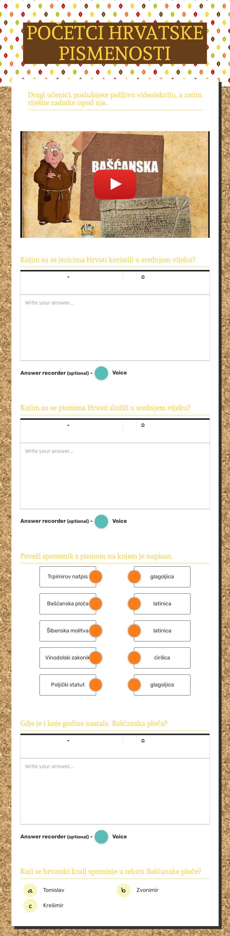 POČETCI HRVATSKE PISMENOSTI Grade 6 worksheet preview