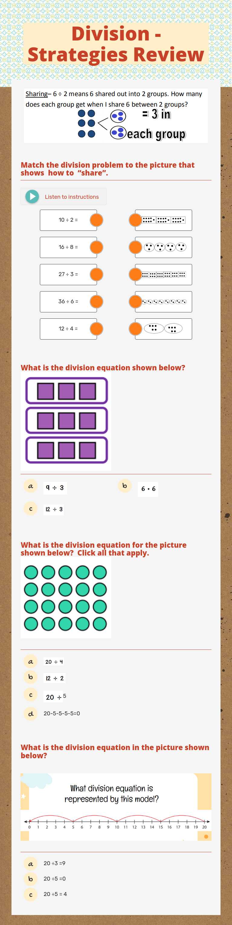 Division - Strategies Review worksheet preview image