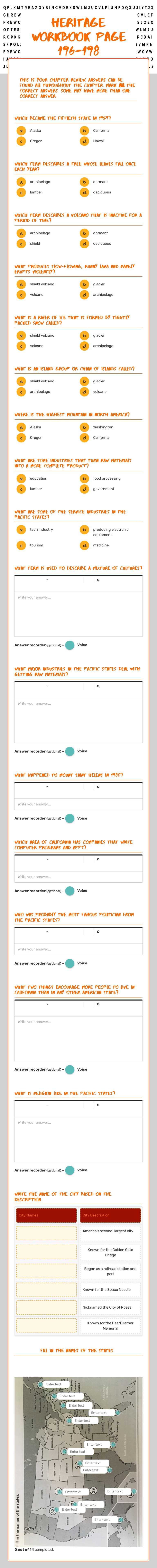 Heritage Workbook Page 196-198 Grade 4 worksheet preview