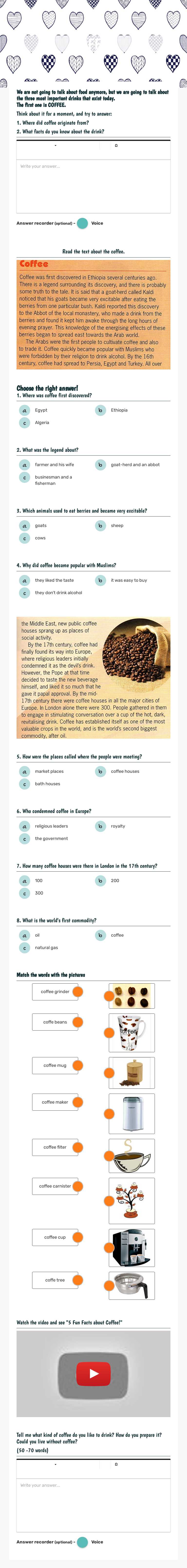 COFFEE worksheet preview image