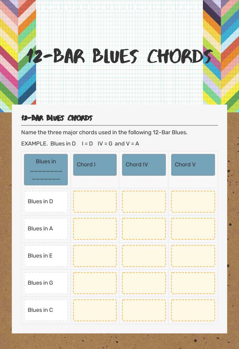 12-bar blues Chords worksheet preview image
