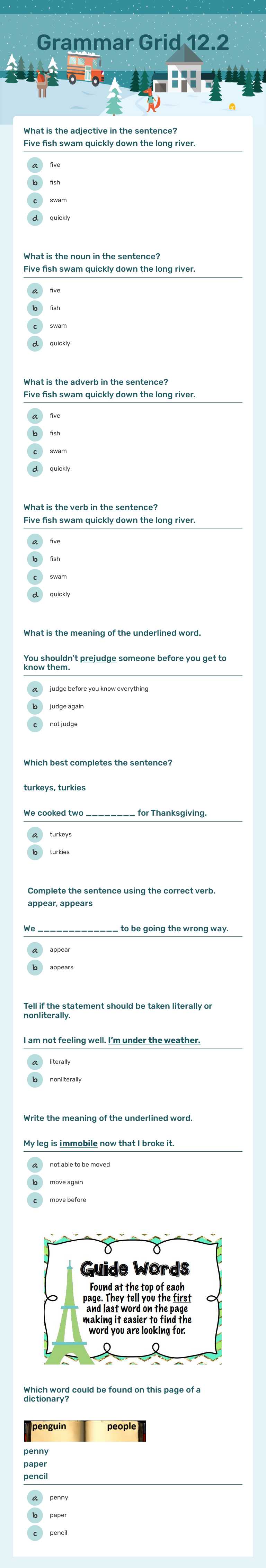 Grammar Grid 12.2 worksheet preview image
