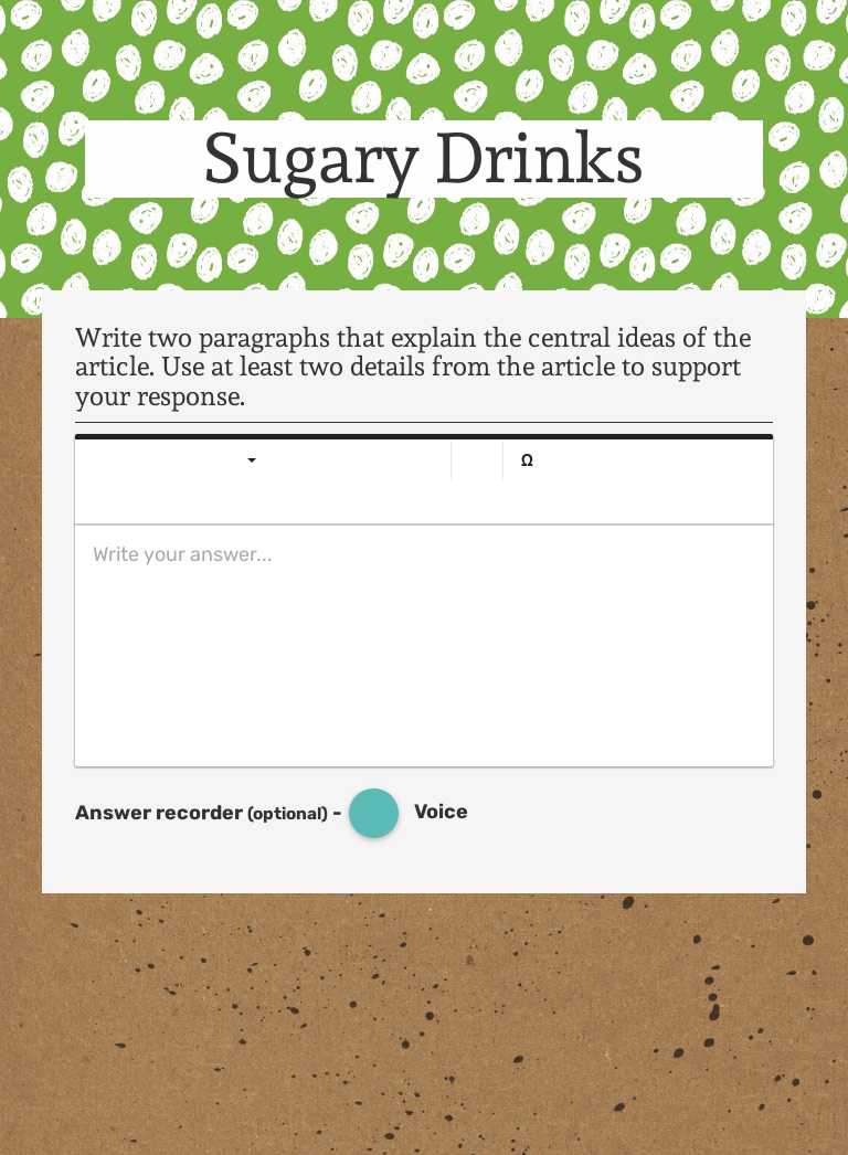 Sugary Drinks worksheet preview image