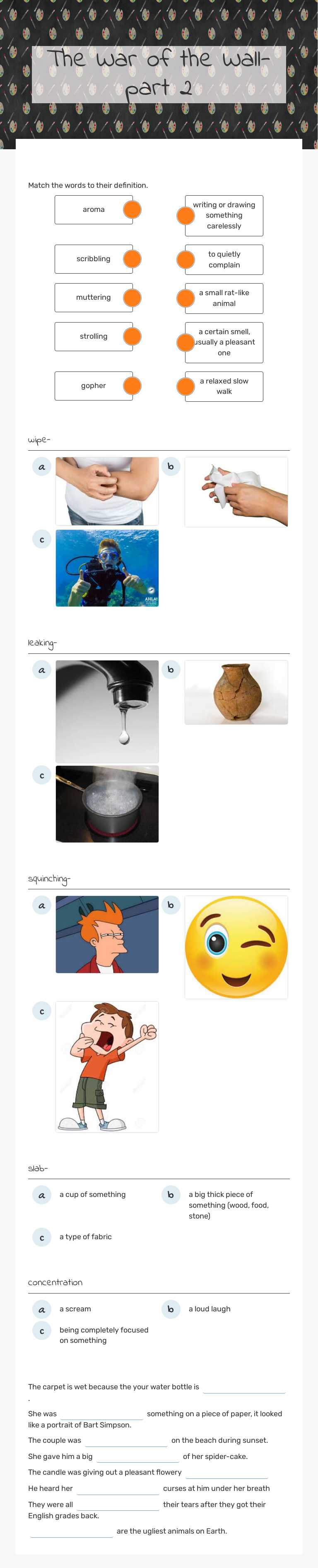 The War of the Wall- part 2 worksheet preview image