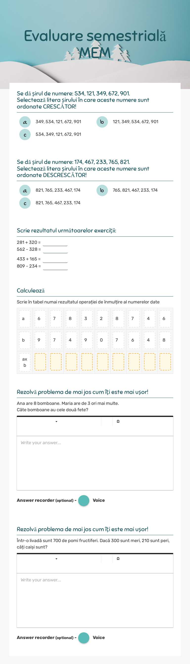 Evaluare semestrială
MEM worksheet preview image