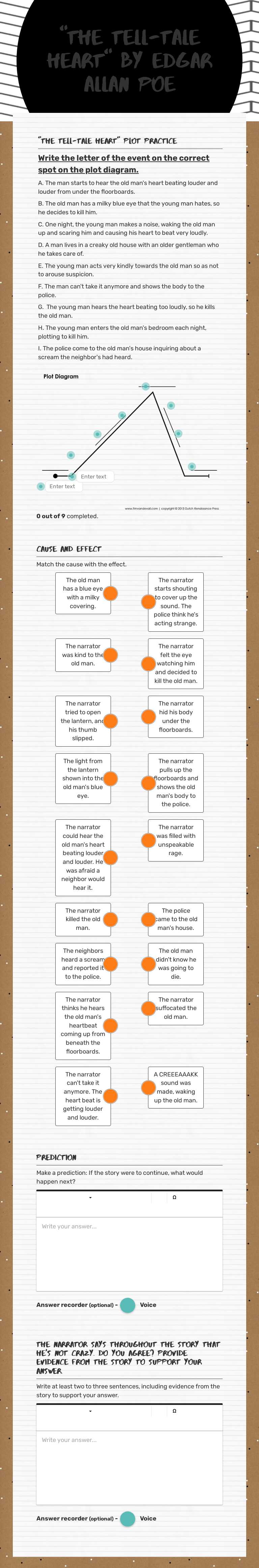 "The Tell-tale heart"
by edgar allan poe worksheet preview image