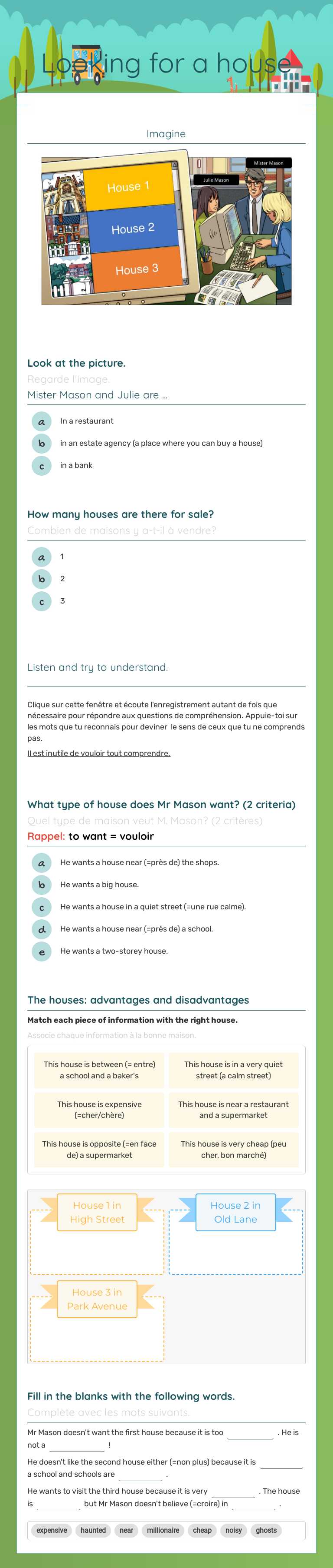 Looking for a house worksheet preview image