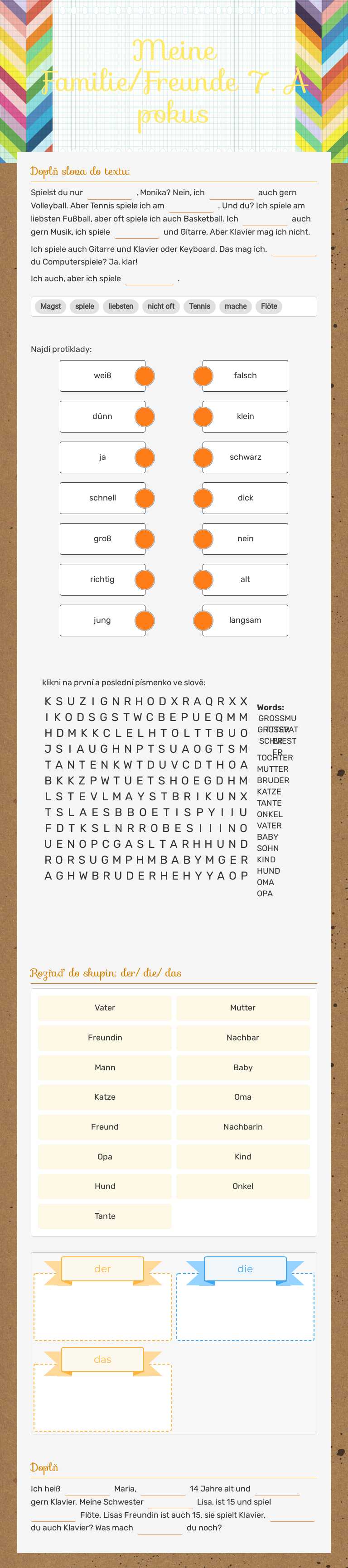 Meine Familie/Freunde   
7. A pokus worksheet preview image