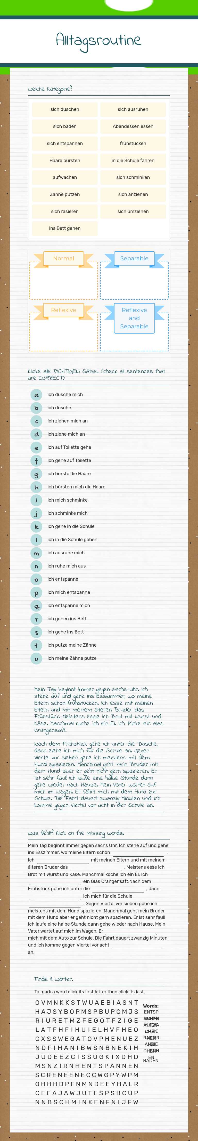 Alltagsroutine worksheet preview image