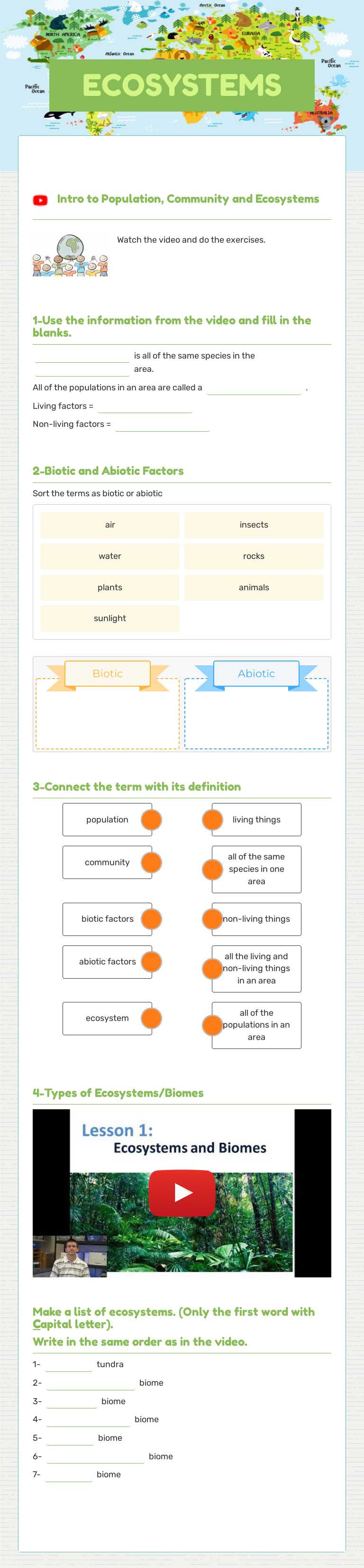 ECOSYSTEMS Grade 5 worksheet preview