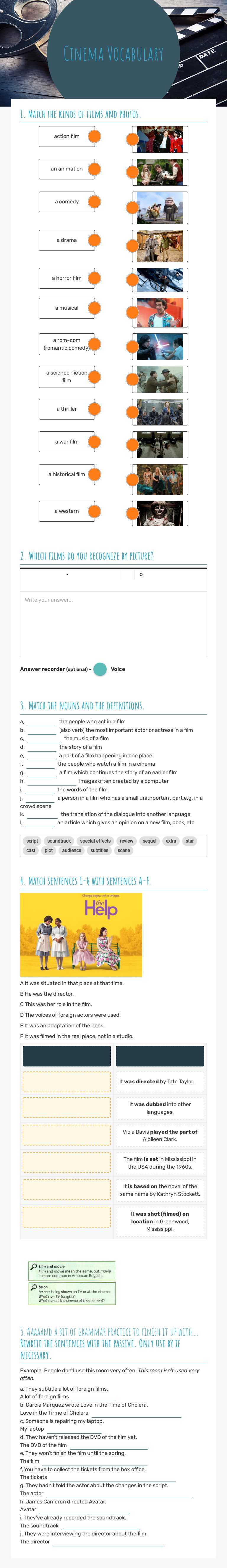 Cinema
Vocabulary worksheet preview image