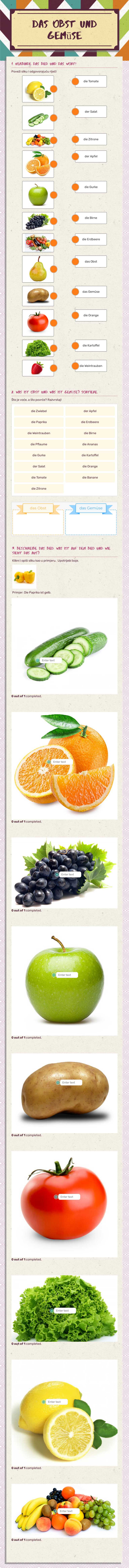 Das Obst und Gemüse worksheet preview image