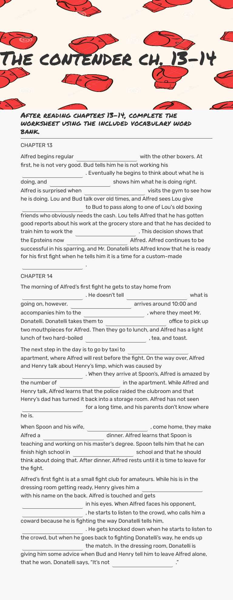 The contender     ch. 13-14 worksheet preview image